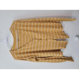 American Eagle Soft & Sexy Plush Yellow Striped Button Down Shirt
